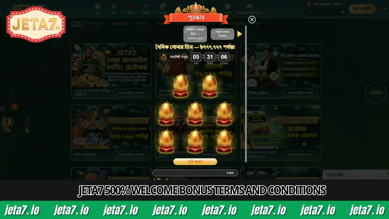 Jeta7 500% Welcome Bonus Terms and Conditions for players BD